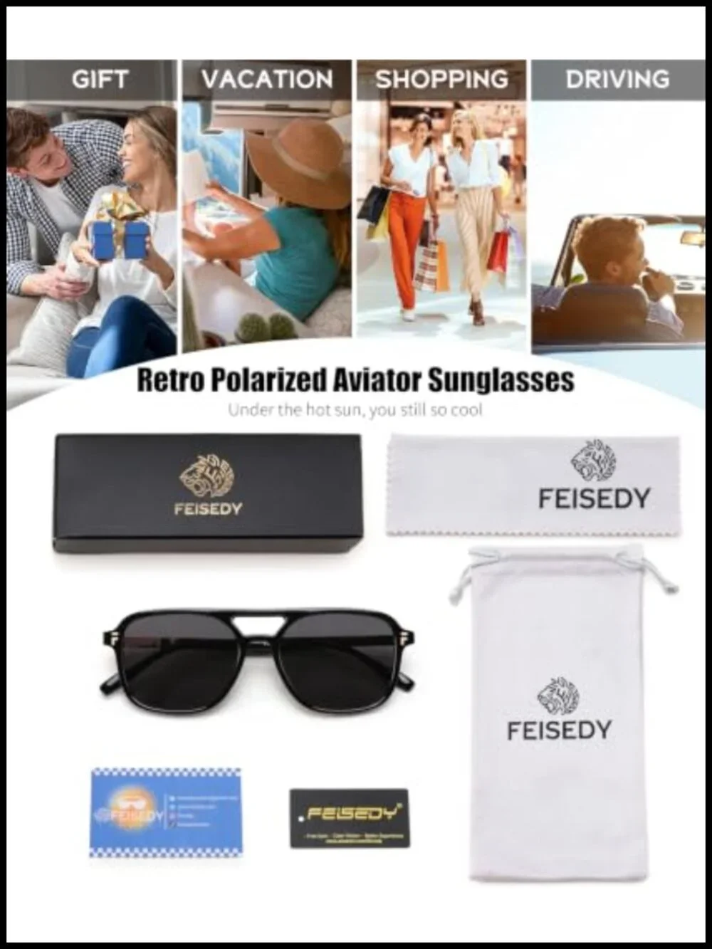 Retro Polarized Aviator Sunglasses UV400 Protection Square Sunnies